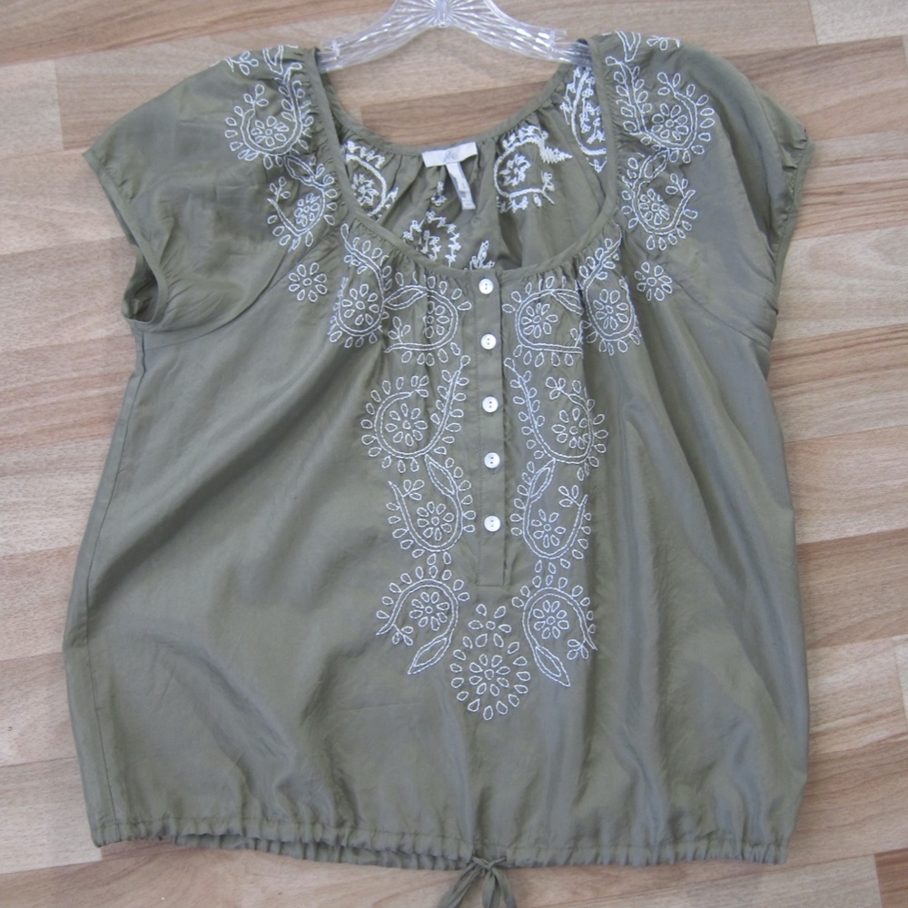 JOIE EMBROIDERED SILK TOP